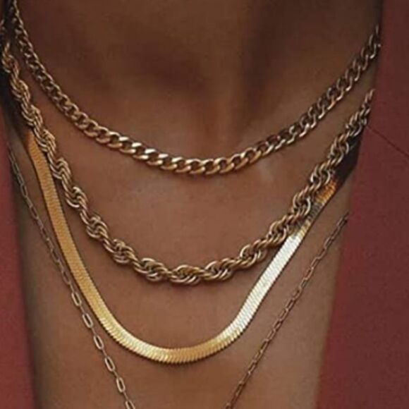 NEW 18k Herringbone Snake Chain Necklace - Picture 5 of 7